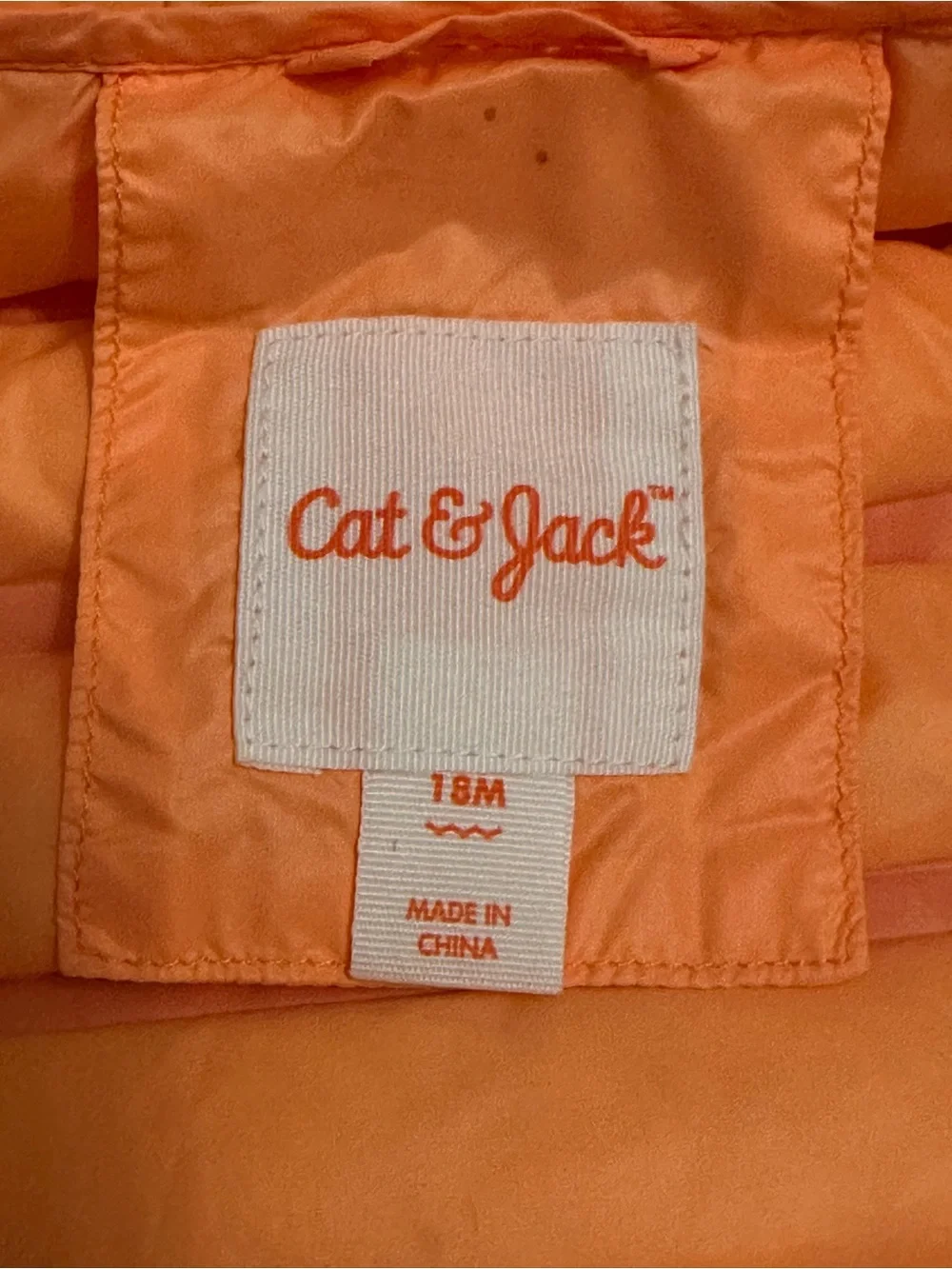 Cat & Jack Pink Puffer Jacket with Orange Trim